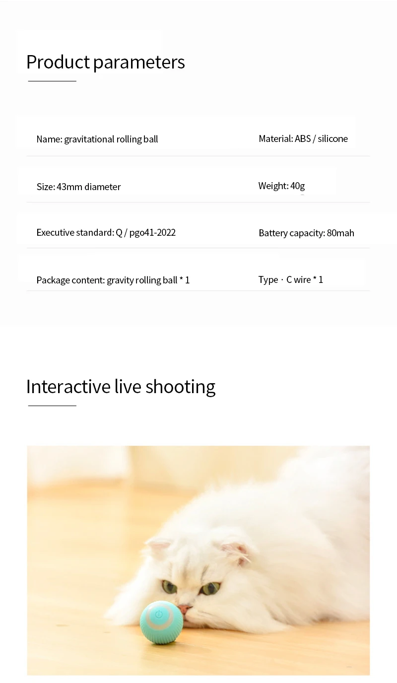 Description Picture 2 of itemSmart Cat Toys Electric Cat Ball Automatic Rolling Ball Cat Interactive Toys Pets Toy For Cats Indoor Playing Cat Accessories