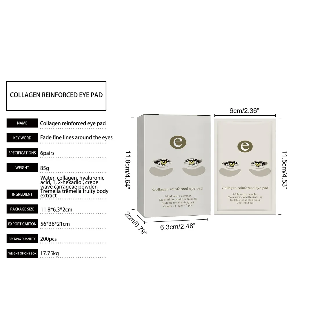 Description Picture 6 of item6pairs Moisturizing Collagen Eye Pads Gentle Non-irritating Reduce Dark Circles Wrinkles Improve Skin Elasticity Lighten Eye Bag