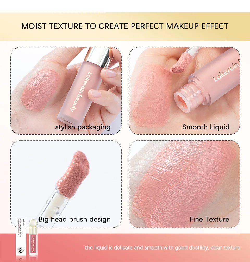 Description Picture 5 of itemLiquid Blush Contour Velvet Matte Blusher Light Up Face Pigment Makeup Natural Moisturizing Rouge Cream Cheek Tint Peach Blush