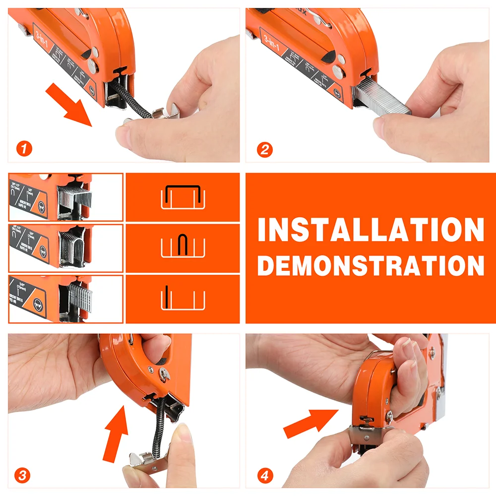 Description Picture 5 of item3 in 1 Manual Nail Gun Stapler with 3000 Nails Home Heavy Duty Staple Gun for Wood Furniture Carpentry DIY Type 53 With 1600nail