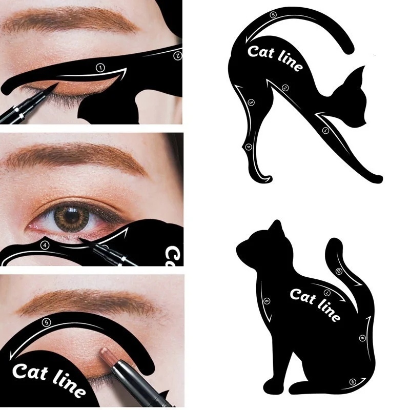 HEALLOR Hot DIY 2 PCS/Set Women Eyeliner Template Pro Eye Makeup Tool Eye Template Shaper Model Easy to make up set Tools