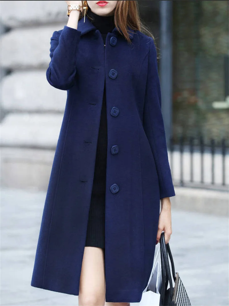 Description Picture 4 of itemNew Autumn Winter Women Fashion Coat Warm Pure Color Long Jacket Ladies Outwear Slim High Quality Clothing