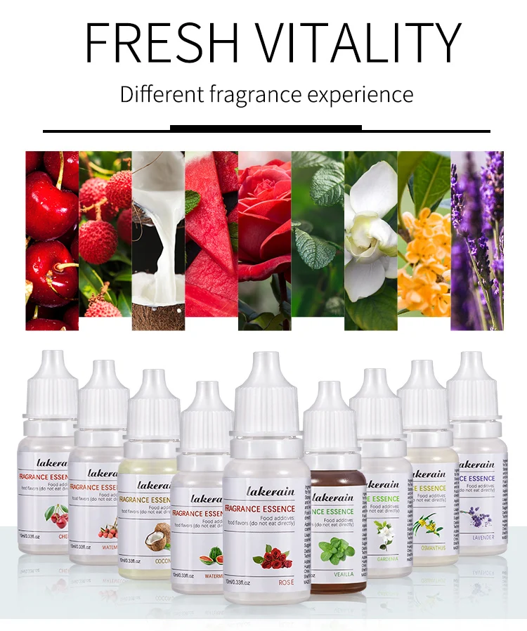 12pcs/box 10ml Vegan Natural Flavoring Oil Scents Essence Oil Drops Liquid Pigment Dyeing Color for Lip Gloss Diy Use