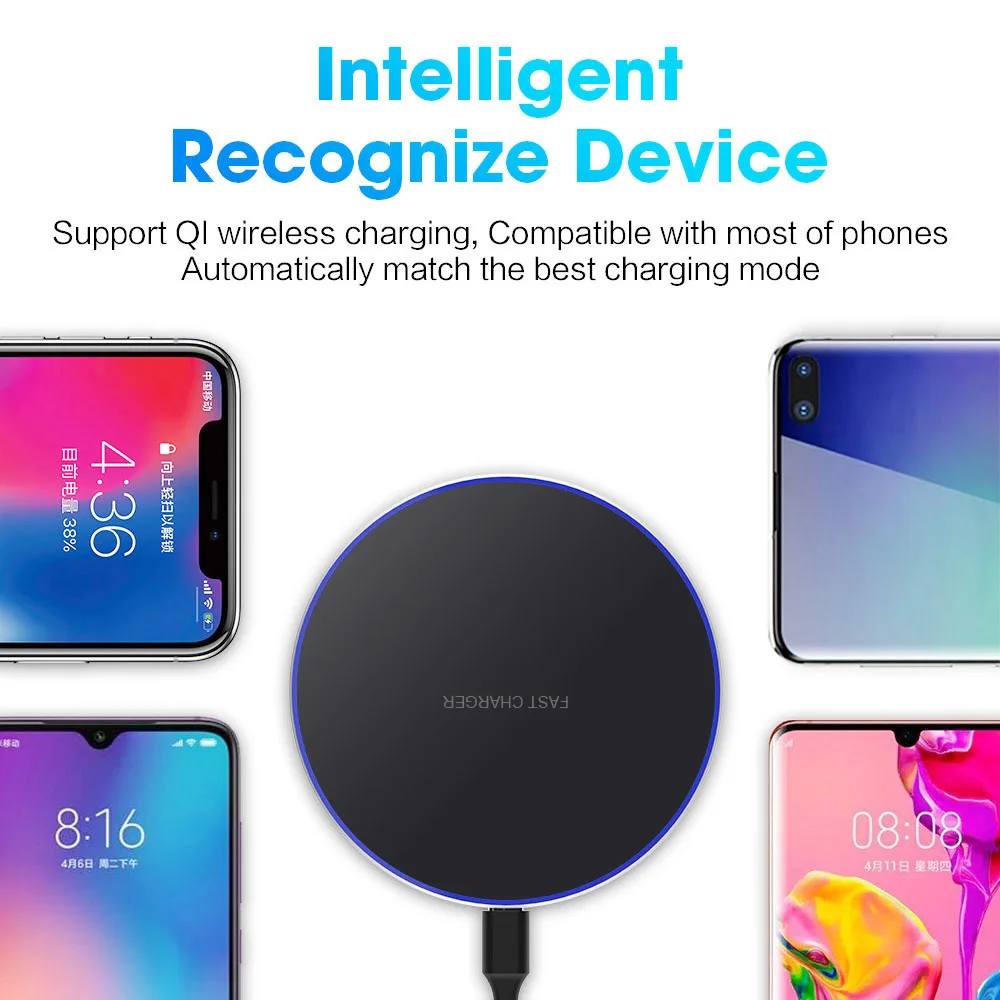 60W Wireless Charger Pad for iPhone 14 13 12 11 X Pro Max XR Samsung Galaxy S22 S21 S10 S9 Iconic Brand Fast Charging Docking Station