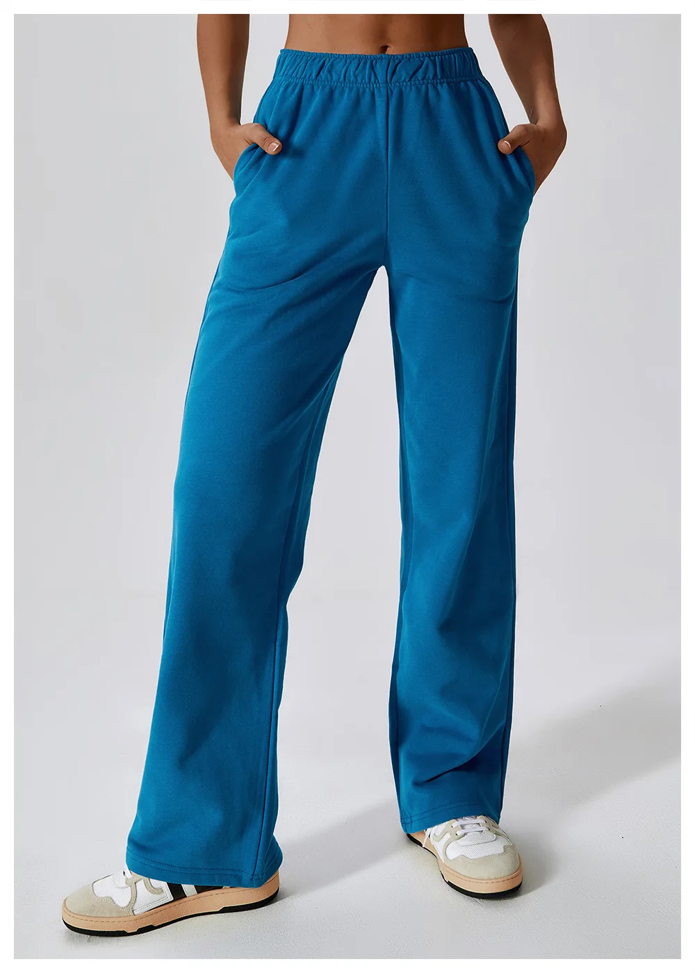 Autumn Joggers Sweatpants Fleece Thicken Straight Wide Leg Pants Women Vintage Solid Casual Soft Trousers Streetwear 2023