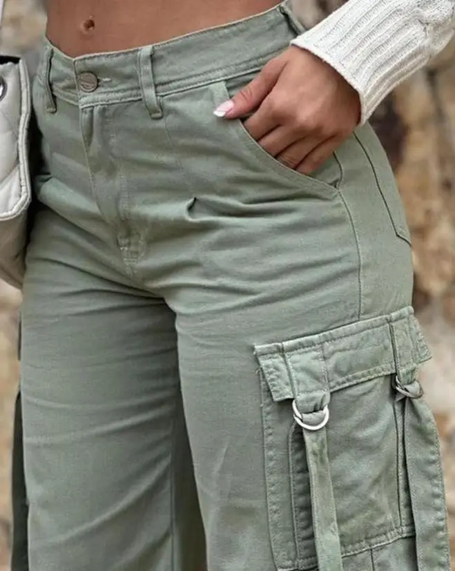Description Picture 5 of itemTrousers Ladies 2023 Summer Pocket Design Fashion High Waist Y2k Cargo Pants Women Streetwear Clothes Joggers Baggy Sweatpants