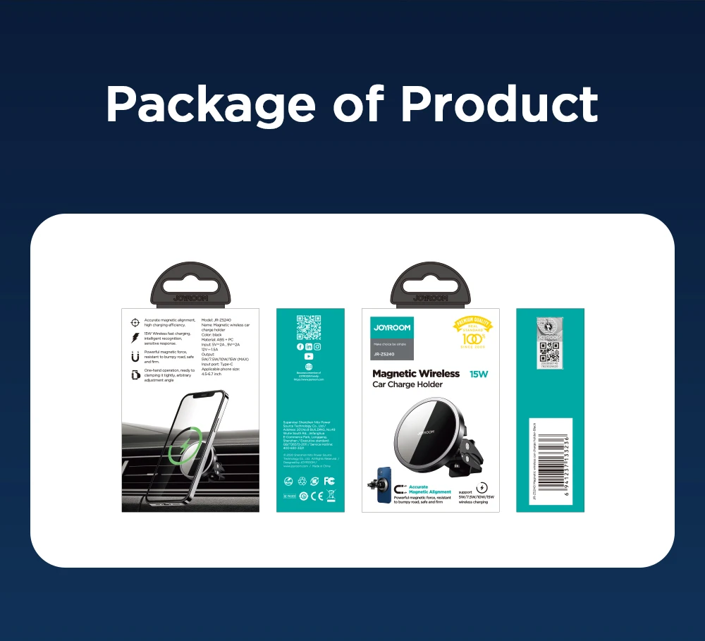 Description Picture 5 of itemJoyroom 15W Qi Magnetic Car Phone Holder Wireless Charger For iPhone 14 13 12 Series Fast Air Vent Charging Phone Holder Charger