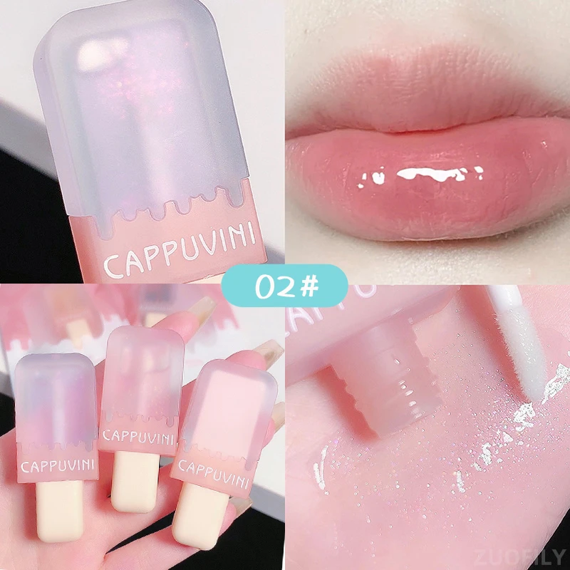 Lovely Popsicle Lipgloss with Delicate Flash Glitter Lipgloss Crystal Jelly Lip Oil Moisturizing Lipstick Lip Makeup Lip Care