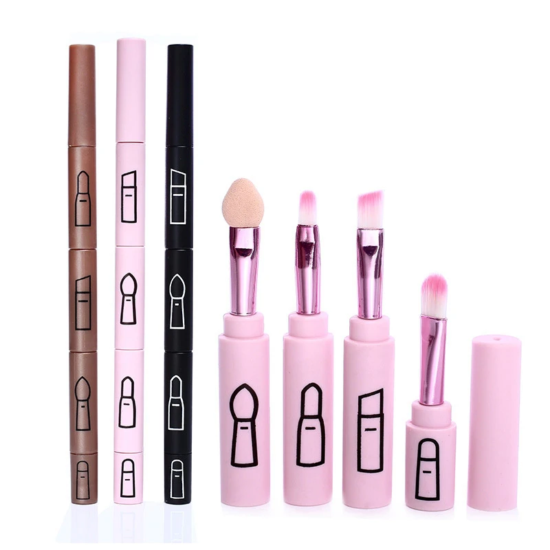 Description Picture 6 of item4 IN 1 Multifunctional Makeup Brushes Set Makeup Gadget Detachable Lip Eyeshadow Brush Sponge Eyeshadow Brush for Home Travel