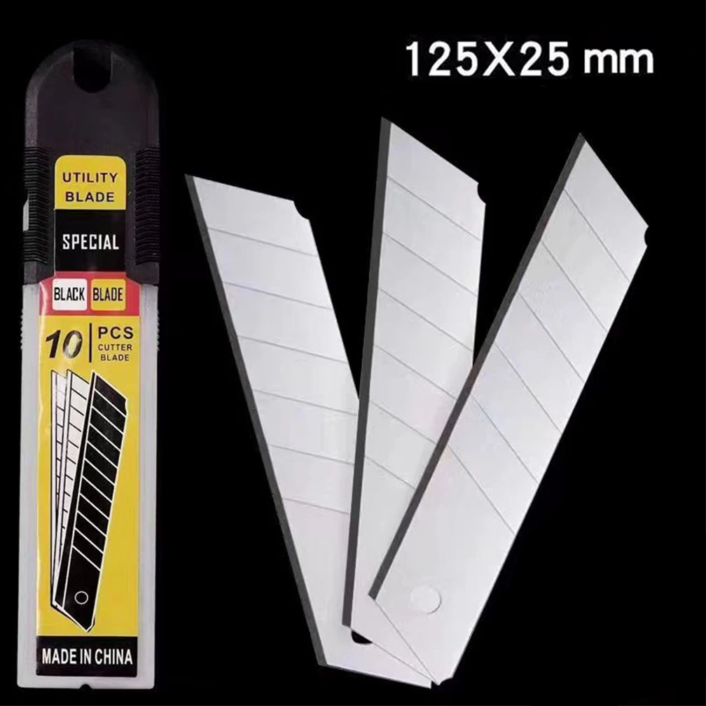 Description Picture 2 of item10PCS/1Box 25MM Knife Blade for Utility Knife Replacement Blade Home School Art Handicraft Paper Box Cutting Knifes Carbon Steel