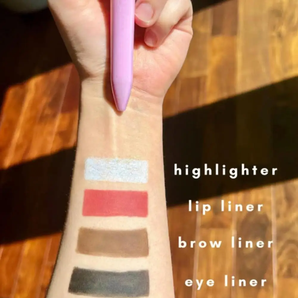 Description Picture 3 of item4 In 1 Makeup Pen Muti-use Long Lasting Eyebrow Highlighter Lip Make Up Cosmestic Pencil Sweat Resistant For Work Travel Use