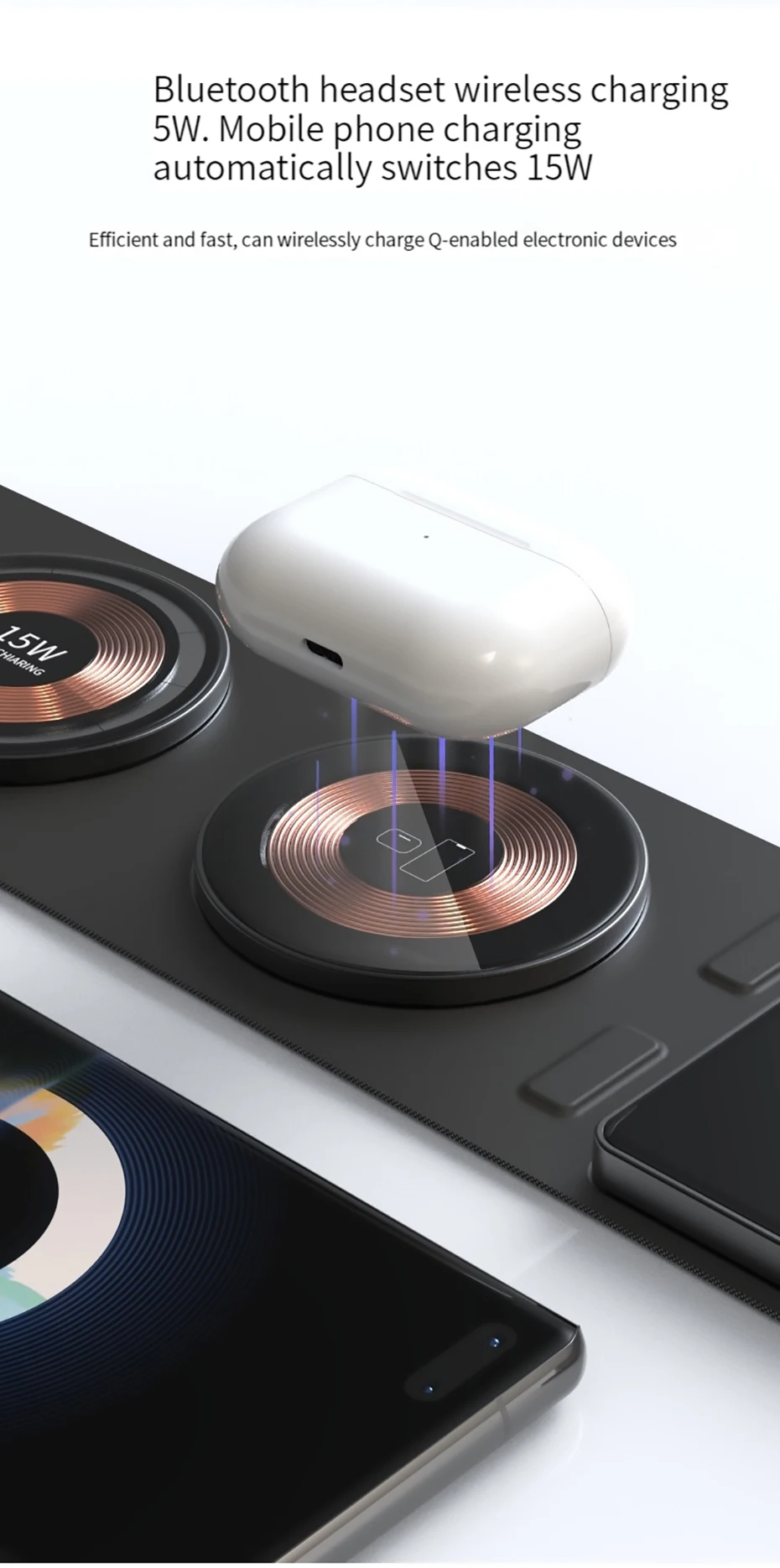 Description Picture 6 of itemBonola Transparent 3 in 1 Travel Portable Wireless Charger for Apple Watch/Airpods Foldable Wireless Charging for iPhone 12 13