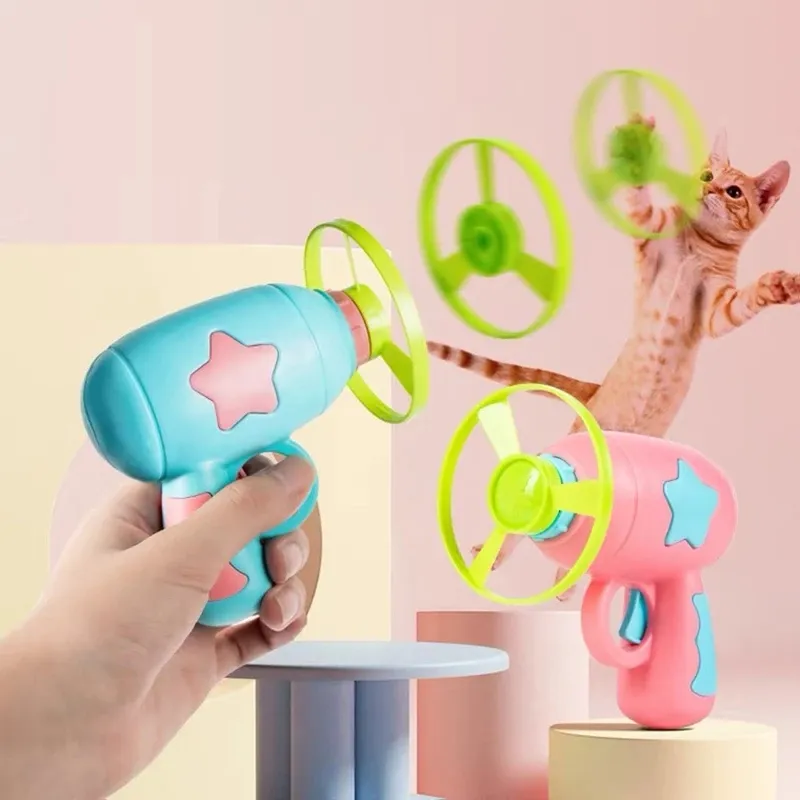 Description Picture 4 of itemNew Funny Cat Toy Interactive Play Pet Training Toy Mini Flying Disc Windmill Catapult Pet Toys Cat Dog Chewing Playing Supplies