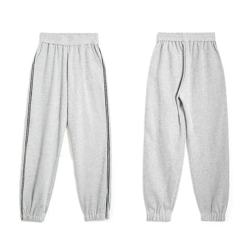 Description Picture 3 of itemHOUZHOU Women Sweatpants Baggy Gray Joggers Korean Style Casual Streetwear Wide Leg Zipper Sports Trousers Female Winter Pants