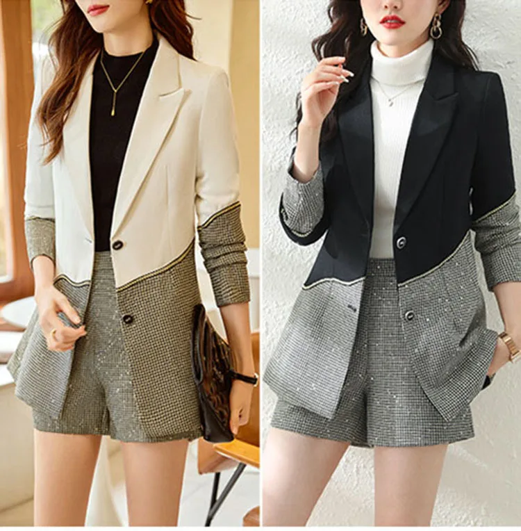 Description Picture 2 of itemAutumn 2023 Long Sleeve Business Jacket Suit Coat Women Shorts Two-piece Suit Office Ladies Work Blazer Ladies Short Pants Suits