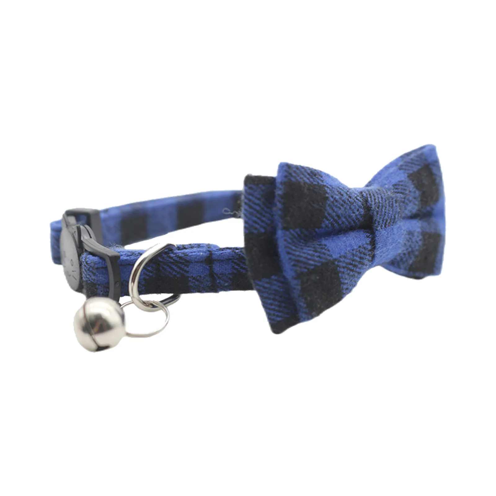 Description Picture 6 of item3pc Lattice Collar Pet Bell Collar Bow Tie Cloth Cat Deduction Cat Dog Collar