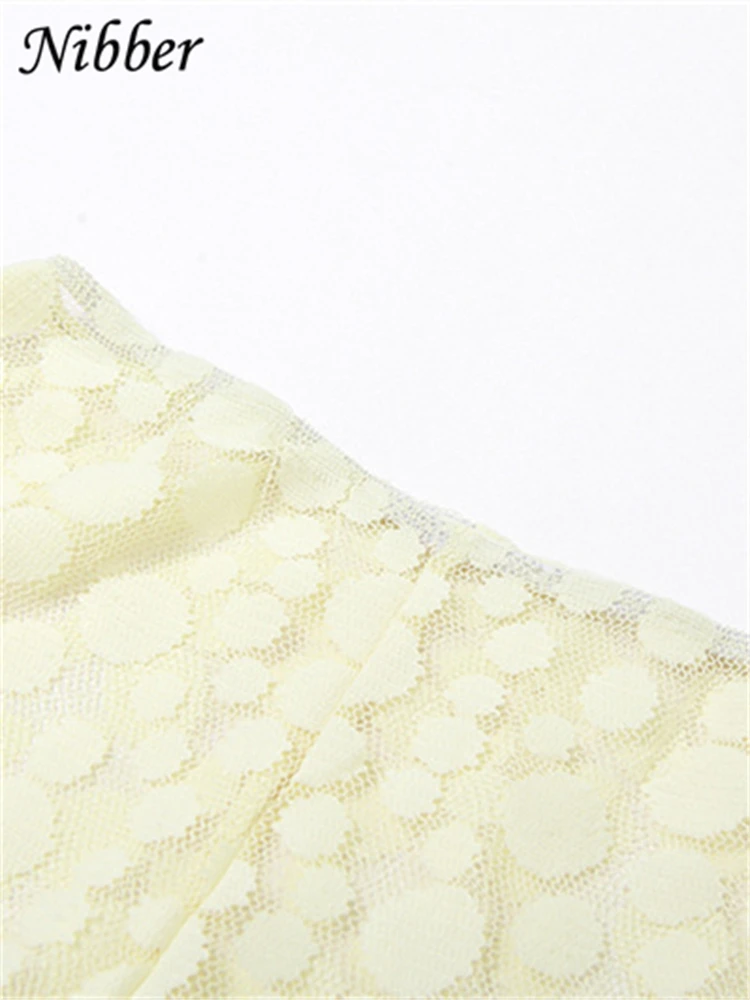 Description Picture 6 of itemNibber Embroidered Mesh Dots Leggings Women See Through Mid-waist Stretch Pants Skinny Ladies Trousers Elastic Streetwear Bottom