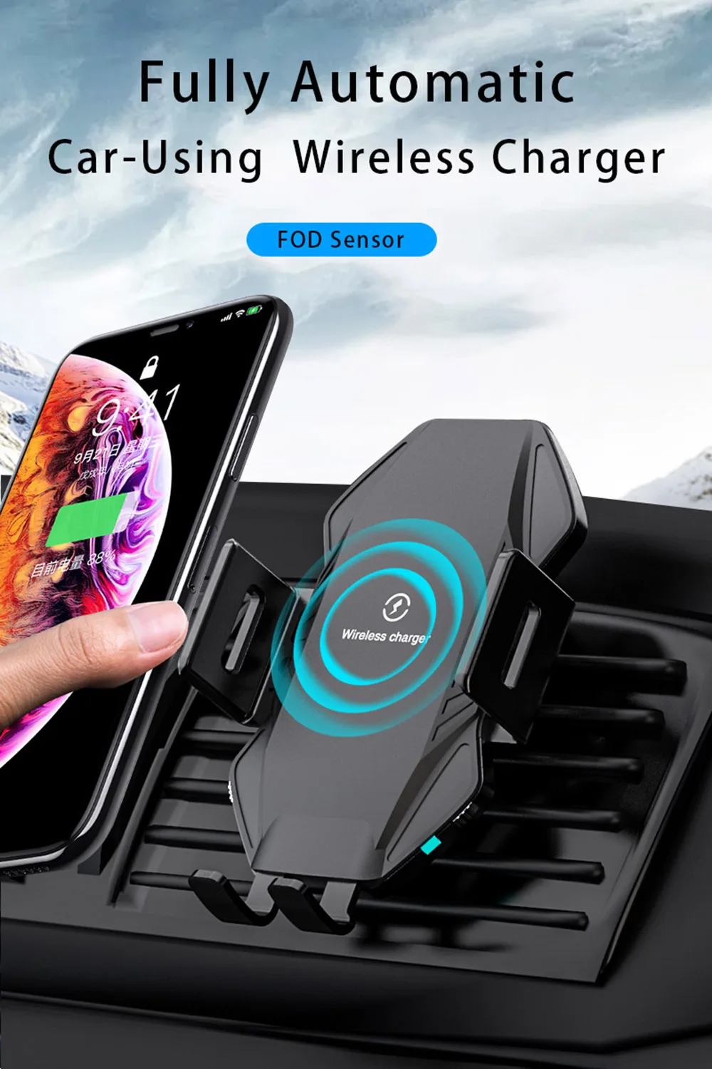 Description Picture 2 of item15W Fast Car Wireless Charging Stand for DOOGEE S99 S100 Car Phone Holder Qi Wireless Charger Pad for Doogee S100 S99