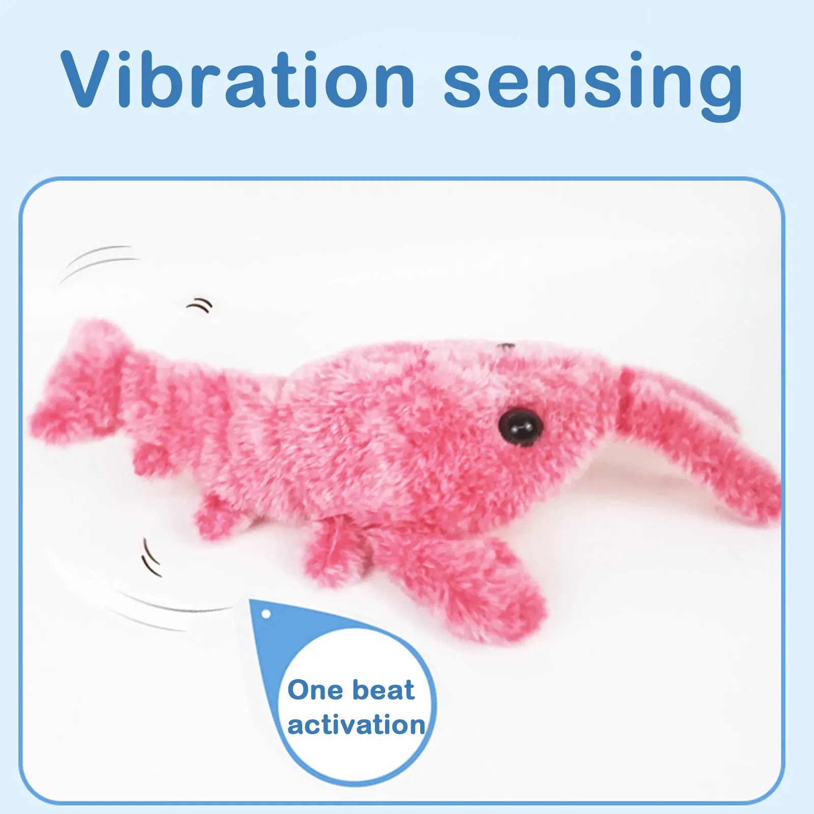 Description Picture 6 of itemJumping Shrimp Cat Interactive Toys Electric Lobster Washable Plush Toys Vibration Sensor Cats Toy Pet Dog Kitten Stuffed Toy