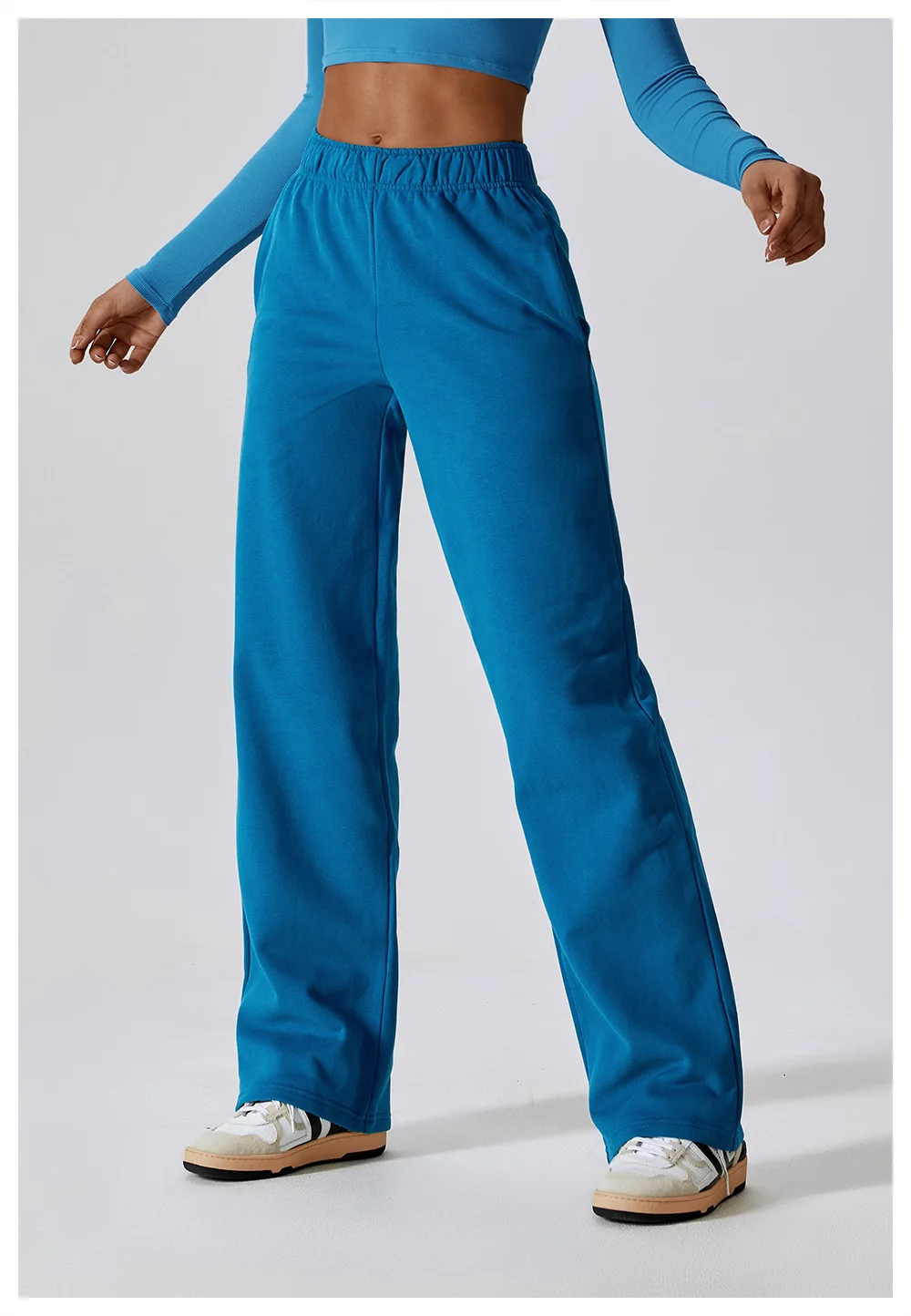 Autumn Joggers Sweatpants Fleece Thicken Straight Wide Leg Pants Women Vintage Solid Casual Soft Trousers Streetwear 2023