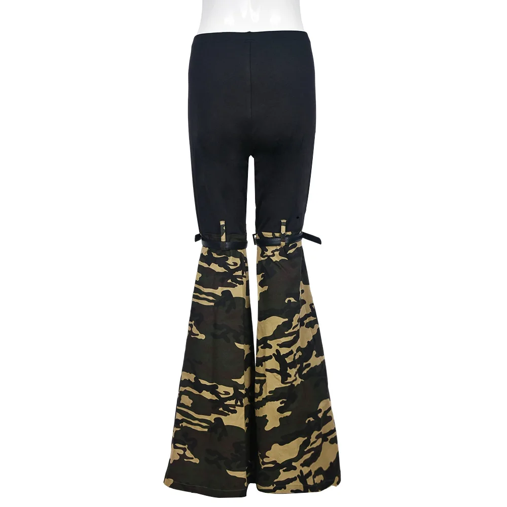 Description Picture 5 of itemCM.YAYA Women Streetwear Camouflage Patchwork Wide Leg Flare Pants 2023 Autumn INS Fashion Classic Trousers