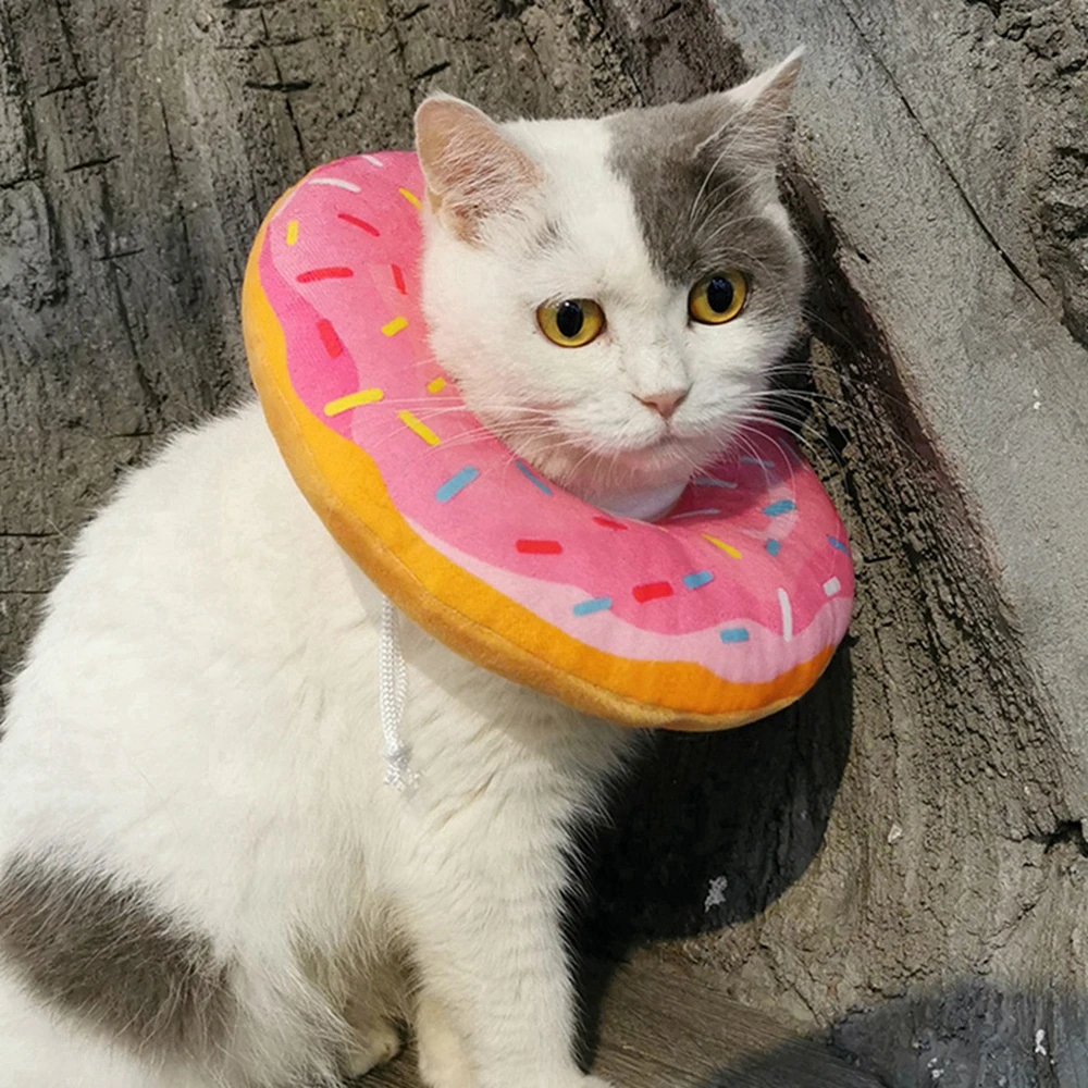Pet Cat Donut Headgear Elizabeth Pet Protection Collars Recovery Cone Adjustable Cotton Blends Neck Prevent Bite Protection Coll