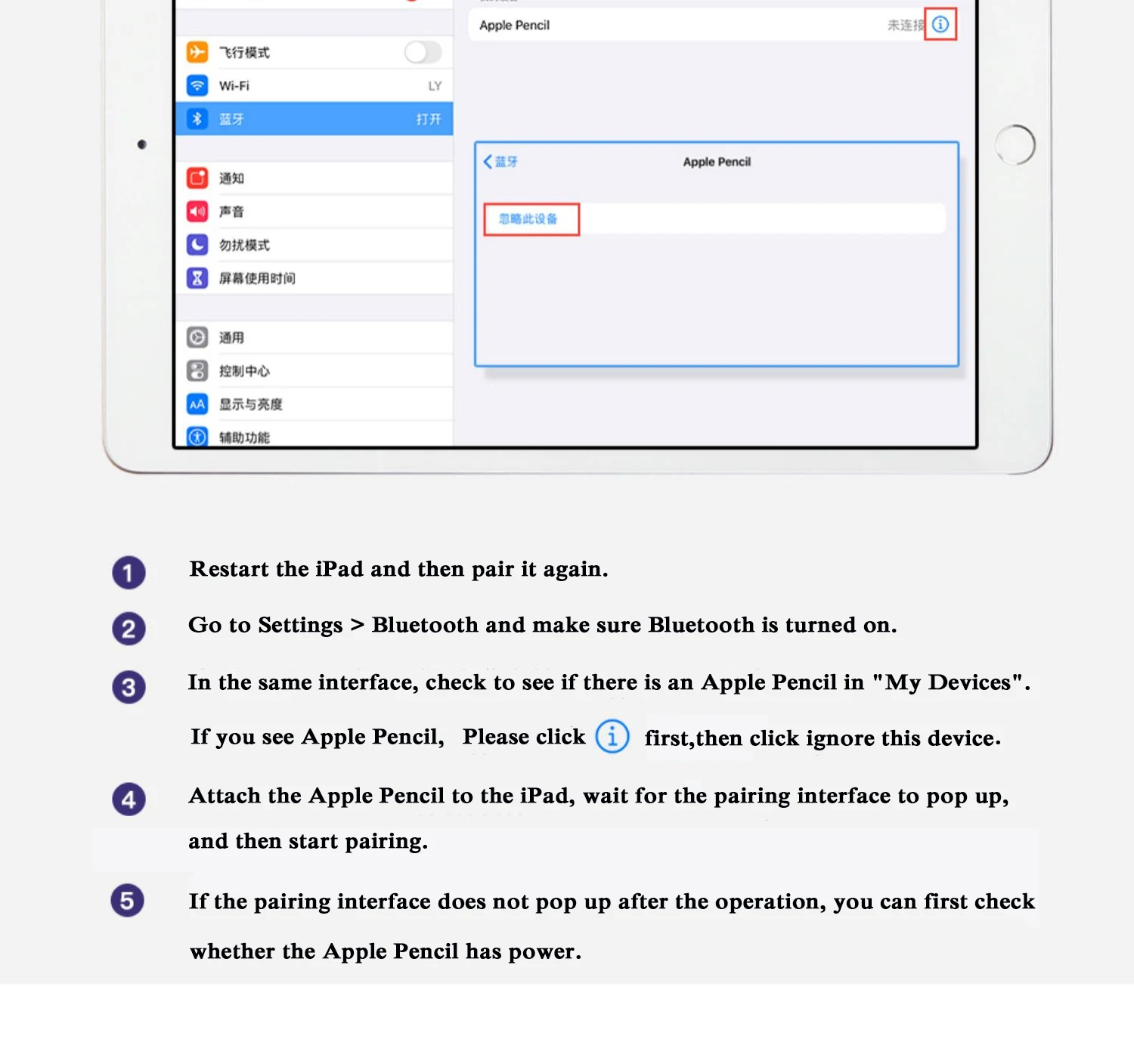 Description Picture 2 of itemFor Apple Pencil 1st Generation Stylus Pen iOS Tablet Touch Pen With Power Display for iPad 6 7 8 9 10 Pro 3 4 5 Air 3 4 5mini 5