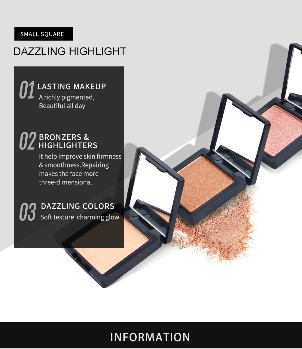 Description Picture 3 of itemQIBEST 7-Color Highlight Powder Face Concealer Brightening Glitter Palette Long lasting Cosmetics