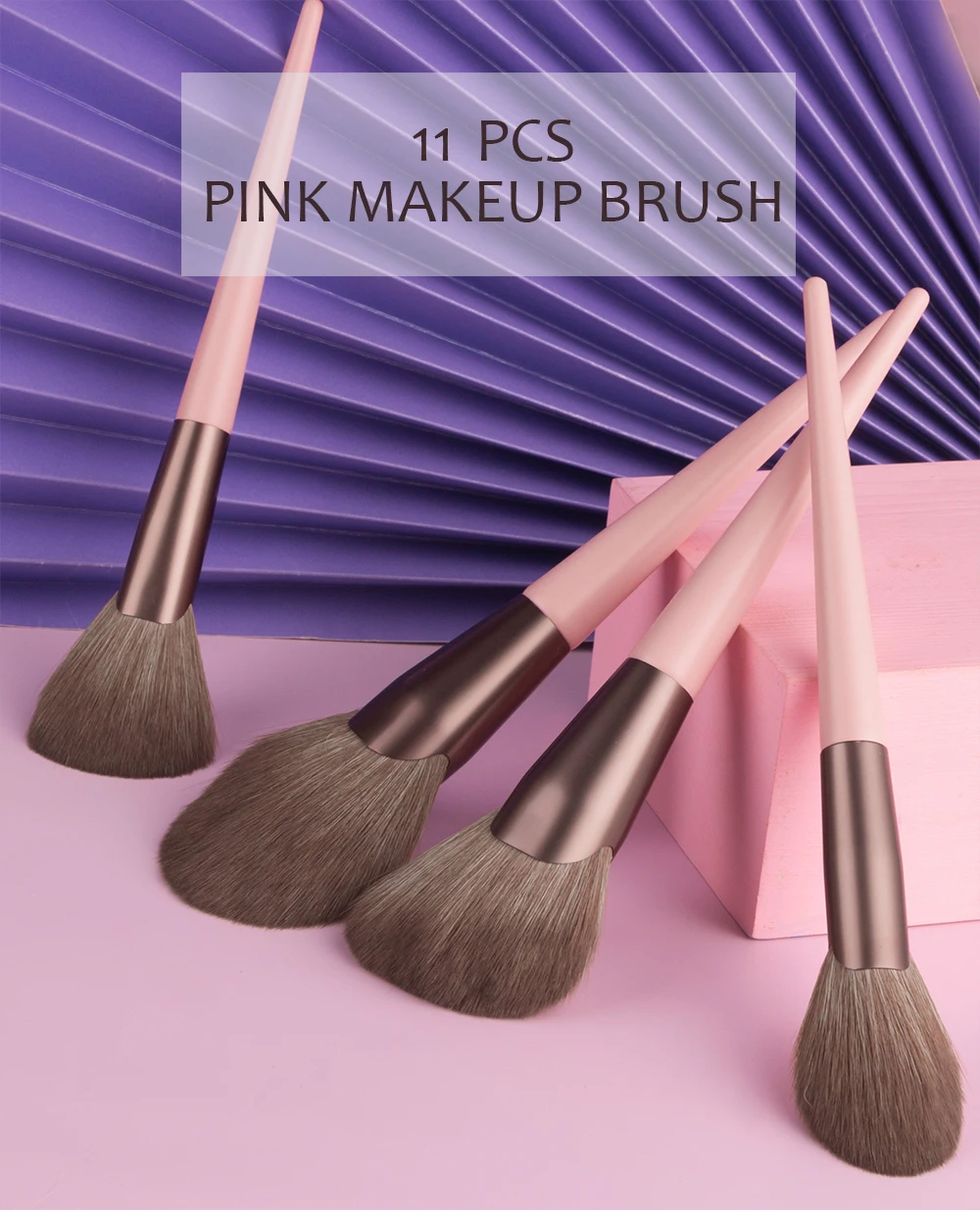 Description Picture 2 of itemBEILI Pink 11 pcs Makeup Brushes Foundation Highlight Blending Powder Eyeshadow Brushes for Face Make up Cosmetics Brush Set