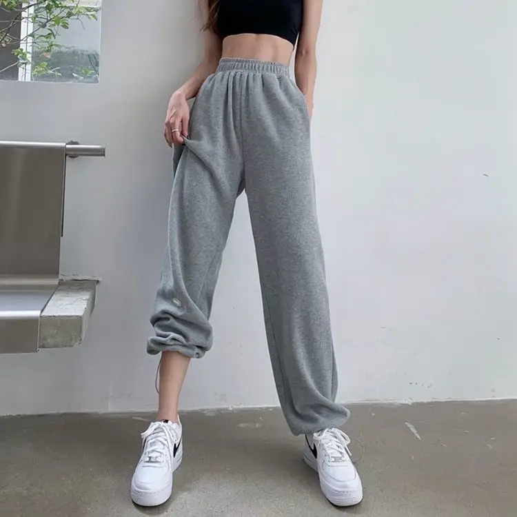 Description Picture 2 of itemHOUZHOU Gray Sweatpants Joggers Women Korean Style High Waist Tracksuit Casual Loose Pants Black Jogging Sports Trousers Female