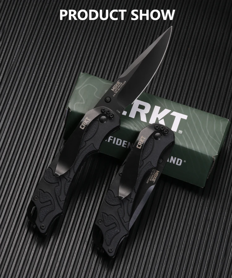 CRKT 7116 Moxie EDC Folding Pocket Knife Military Ourdoor Combat Knives, 3.22'' Black Blade Edc Forces Hunter Multi Hand Tool