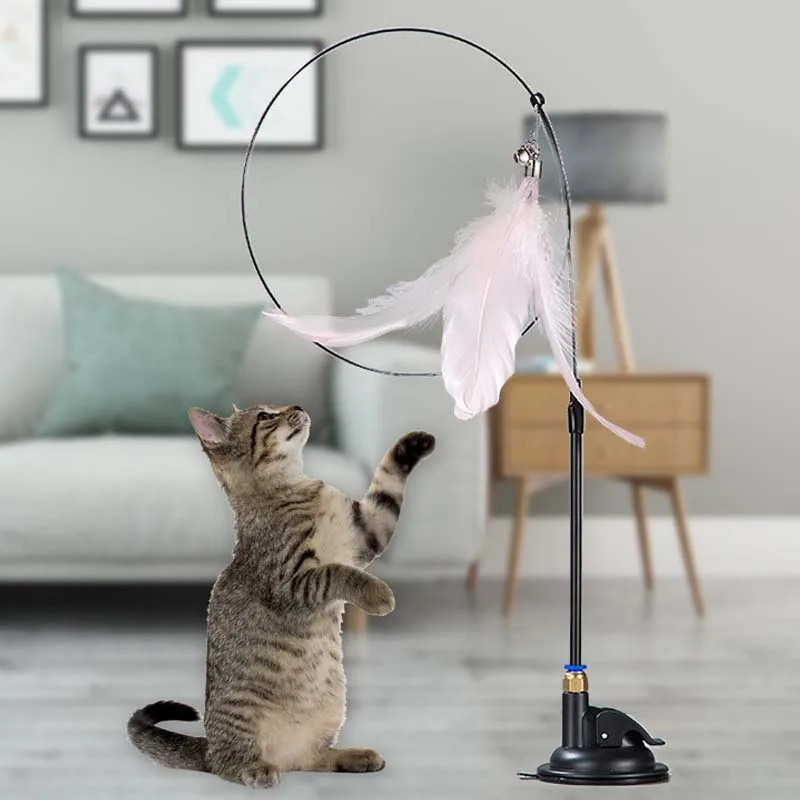 Description Picture 3 of itemInteractive Cat Toy Funny Simulation Feather with Bell Cat Stick Toy for Kitten Playing Teaser Wand Steel Wire Toy Cat Supplies