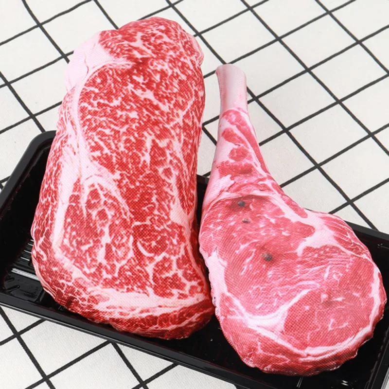 Description Picture 2 of item1PC Dog Chew Toys Dolls Artificial Steak Dog Squeaky Toy Plush Dog Toys Stuffed Dog Toy Puppy Molar Chew Squeeze Sound Toys