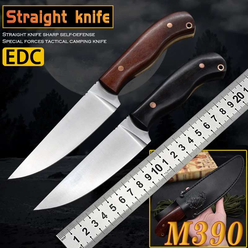 NEW Straight knife M390 portable outdoor wilderness survival tactics distribution holster jungle hunting quality knife EDC
