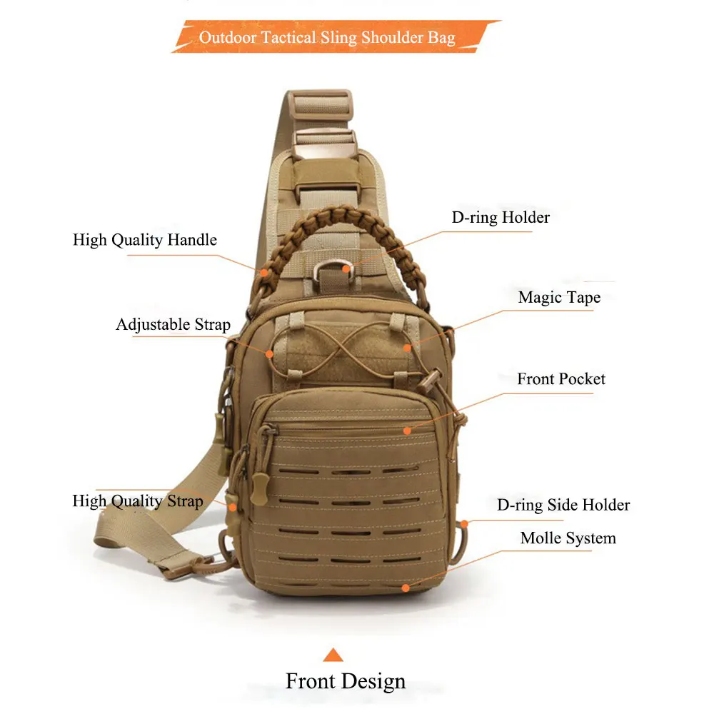 Description Picture 4 of itemNew Tactical Sling Pack 900D Waterproof Molle Fanny Pack Military Shoulder Bag For Men Outdoor Chest Bag Hiking Hunting Shooting