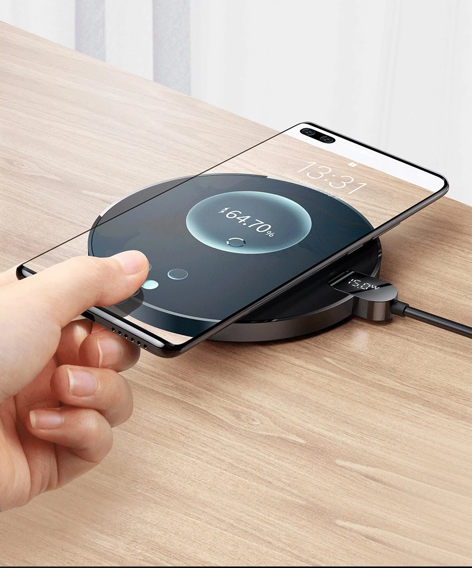 Baseus 15W Wireless Chargers For iPhone 15 14 Samsung LED Display Desktop Wireless Charging Pad For Airpods Fast Charger