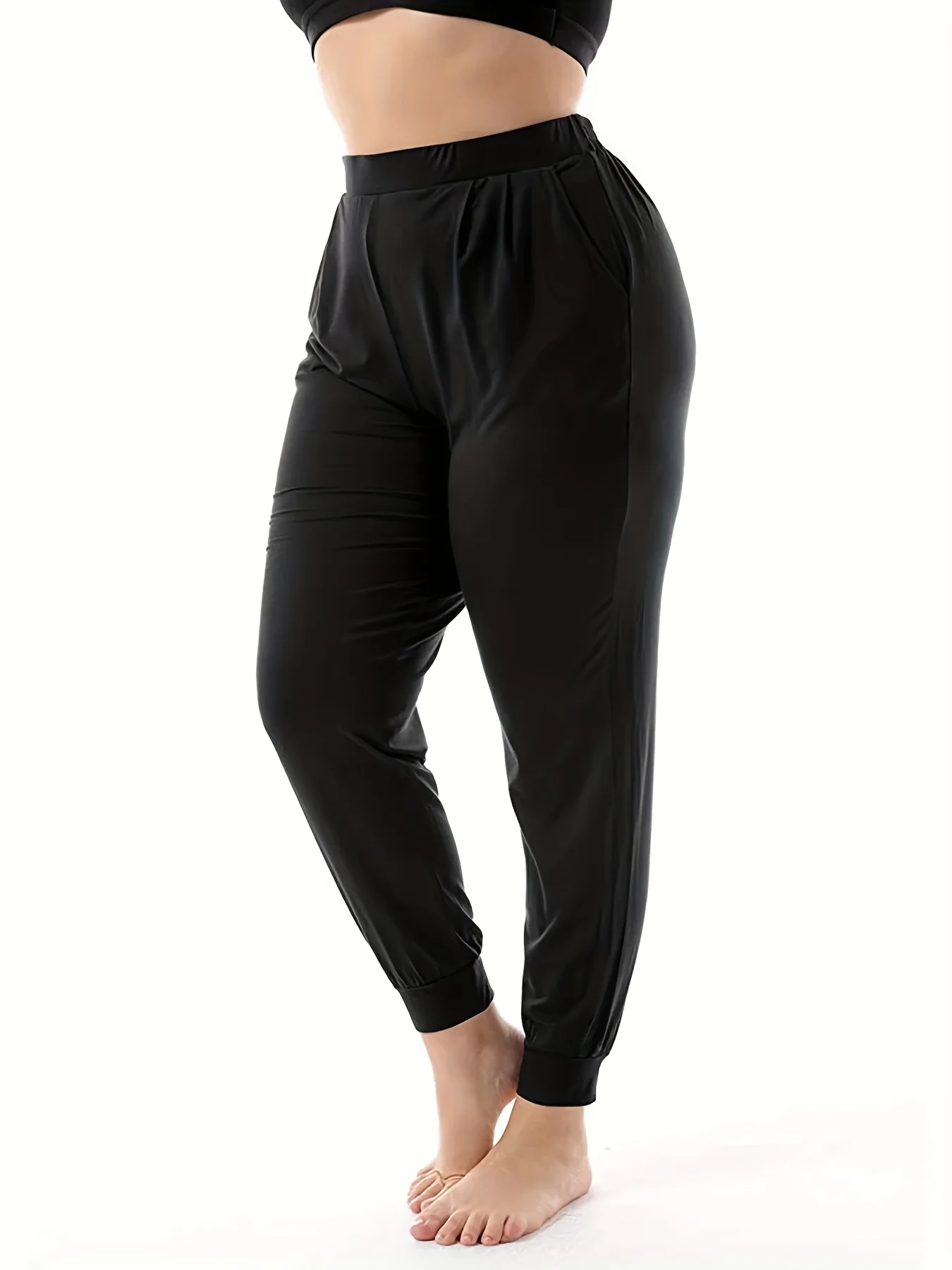 Description Picture 6 of itemSpring and summer new women's plus-size knitted fabric elegant temperament casual slim-fit nine-point pants