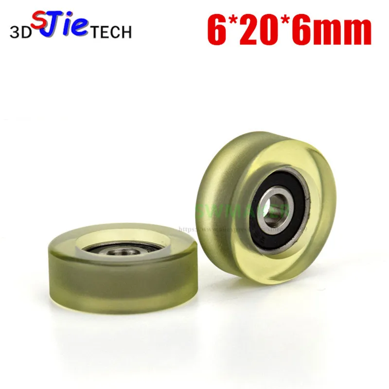 6*20*6mm F type 696zz rubber bearing pulley / roller, Pu soft polyurethane sorter, mute