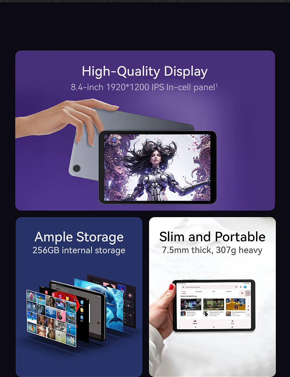 Description Picture 5 of itemAlldocube iPlay 50 Mini PRO Tablet 8.4inch  Android13 Helio G99 8GB RAM 256GB ROM Dual SIM Card iPlay50 Mini PRO