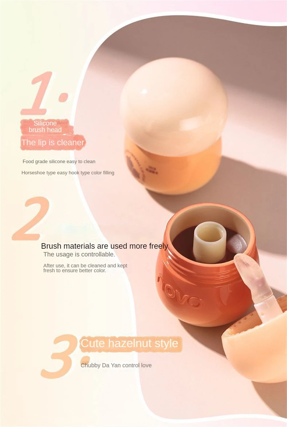 Description Picture 4 of itemNOVO Lip Gloss Mirror Lipstick Lustre Lip Glaze Waterproof Lip Tint Non-fading Non-stick Cup Beauty Cosmetics Make-up for Women