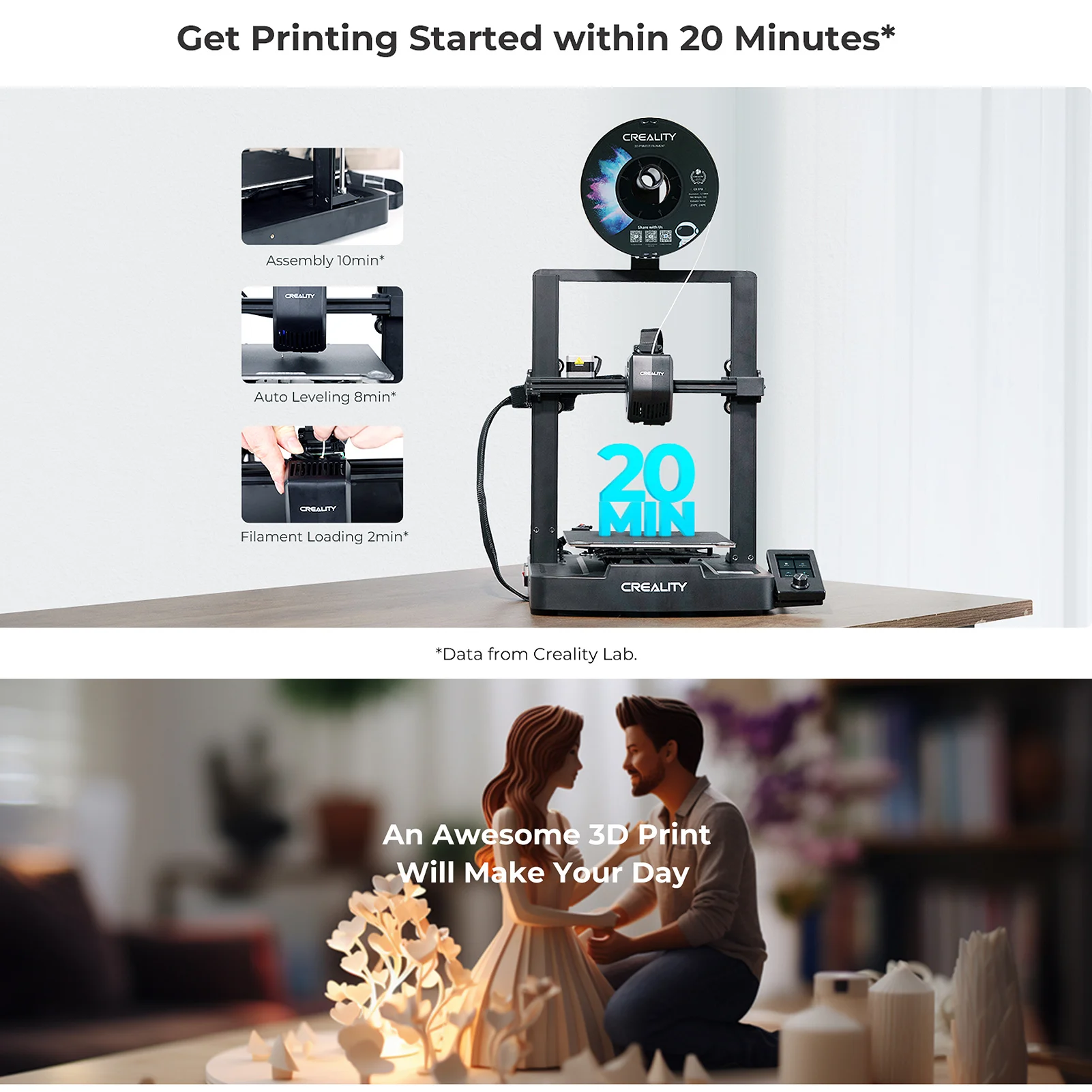 Creality Ender-3 V3 SE 3D Printer Sprite Direct Extrusion 250mm/S Faster Printing Speed Dual Z-Axis IU Display CR Touch