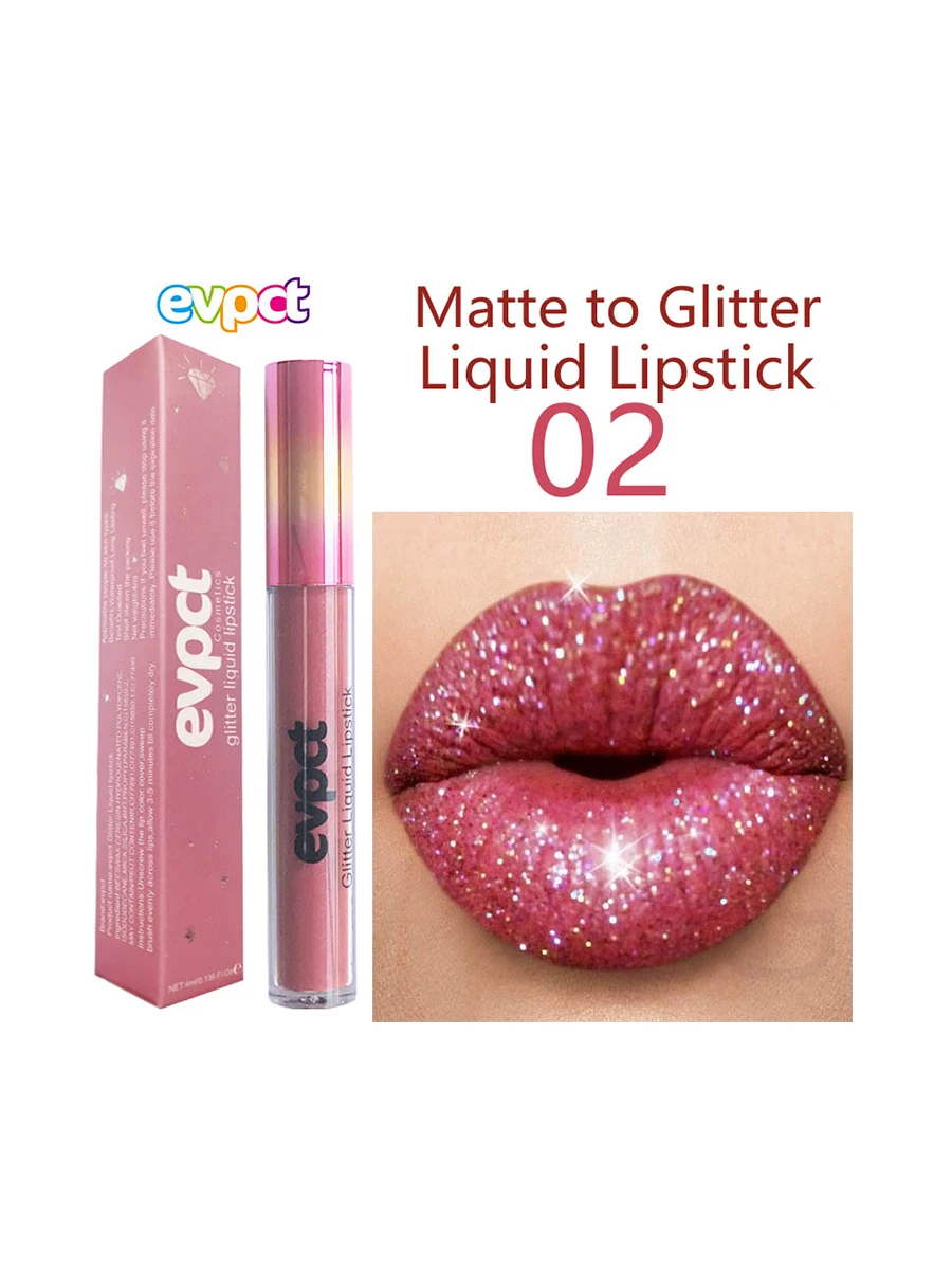 Description Picture 5 of itemDiamond Glitter Lip Gloss 15 Colors Matte-changing Waterproof Long Lastin Shimmer Shiny Illusion Natural Liquid Lipstick Makeup