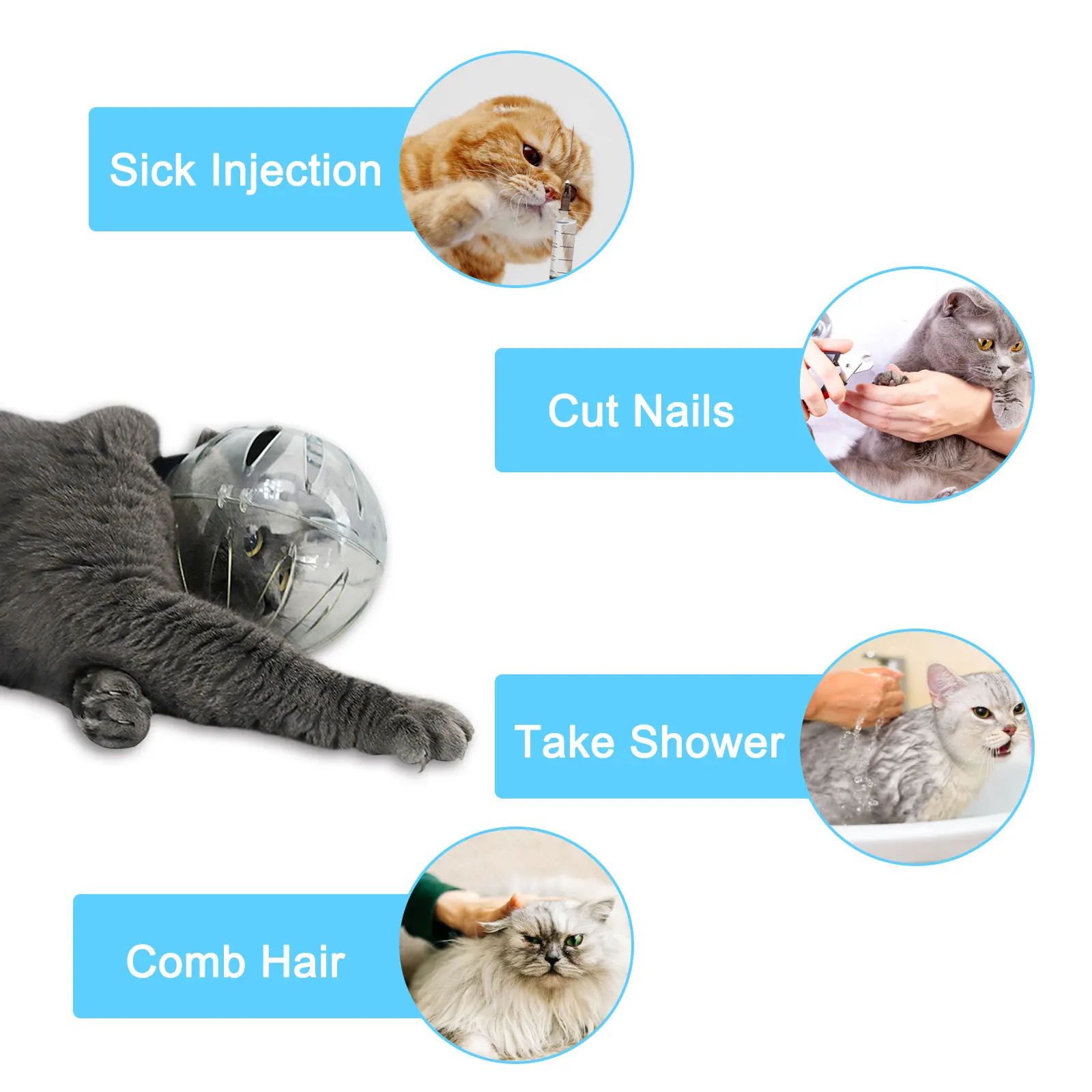 Anti Bite Cat Hood Breathable Anti-Licking Pet Space Hood Portable ClearHelmet with Paw Cover Reusable Supplies With Cat Boots