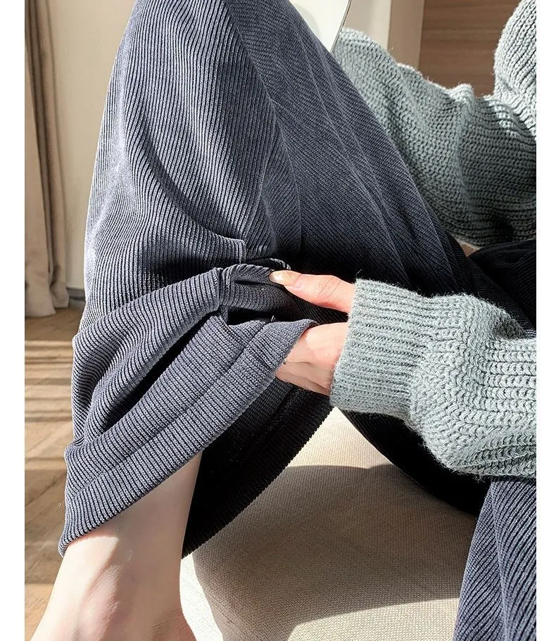 Description Picture 4 of itemKorean Fashion 2023 Women's Pants Winter Plus Velvet Wide Leg Pants Casual Woman Pant High Waist Straight Women Loose Trousers