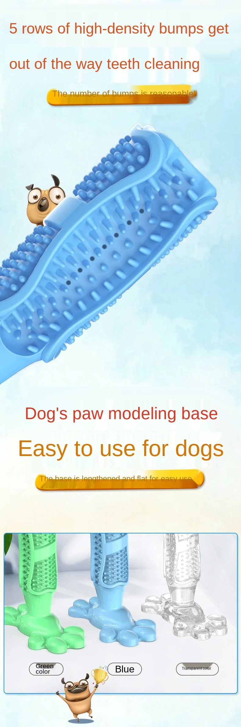 Description Picture 5 of itemPet Dog Toothbrush Chew Toy Doggy Brush Stick Soft Rubber Teeth Cleaning Dot Massage Toothpaste for Small dogs Pets Toothbrushes
