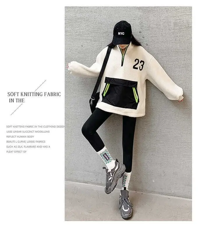 Description Picture 4 of itemWomen Winter Leggings Plush Up Thermal Waist Lamb Fleece Tight Warm Trousers Casual Cashmere Pants for Women High Waist