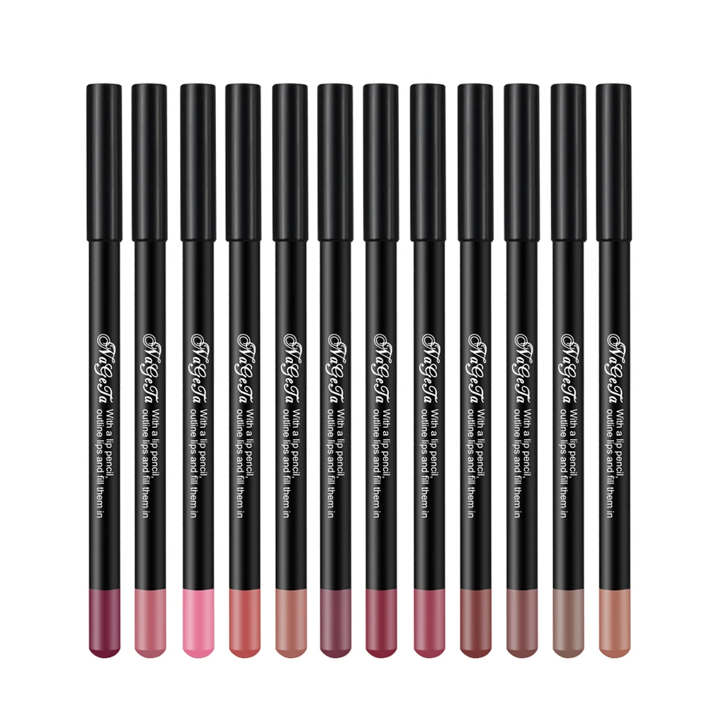 12 Color Matte Lipliner Waterproof Lasting Lip Gloss Lips Makeup Cosmetic