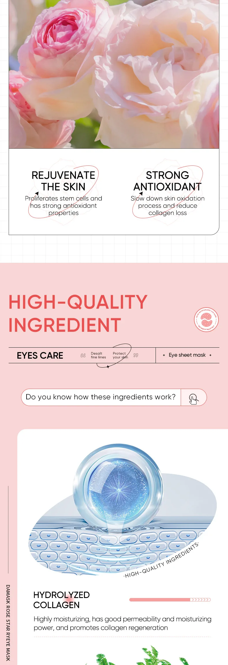 Description Picture 6 of item60pcs/box Starry Rose Collagen Eye Mask Anti Wrinkle Fade Dark Circles Relieve Puffy Eyes Tighten Eye Contour Skin Care Products