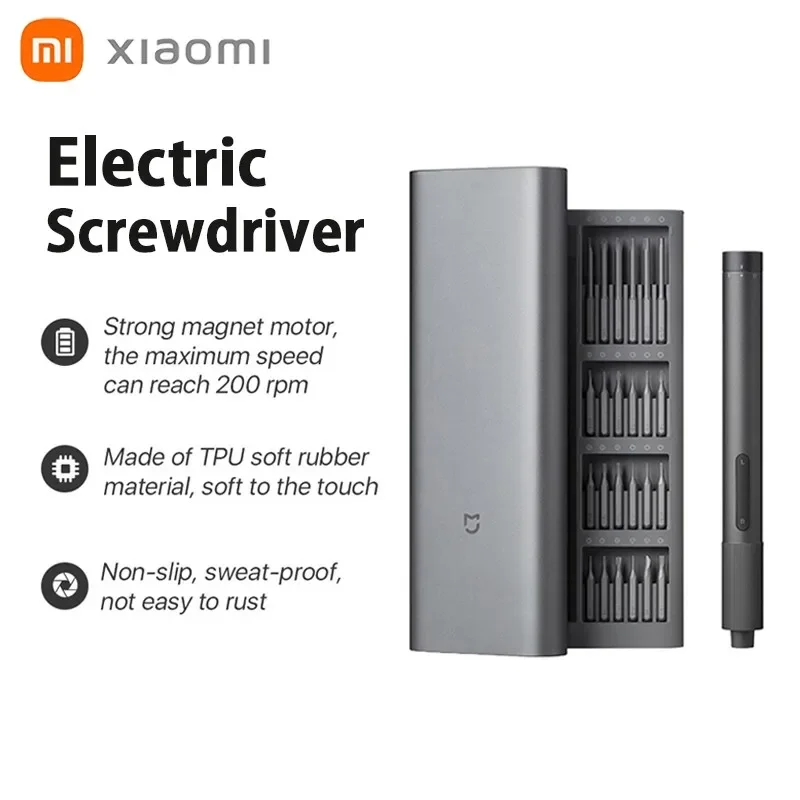 Iconic Brand Mijia Electric Precision Screwdriver Kit Type-C Rechargeable 2 Gear Torque S2 Steel Precision 24 Bits Screw Driver Set