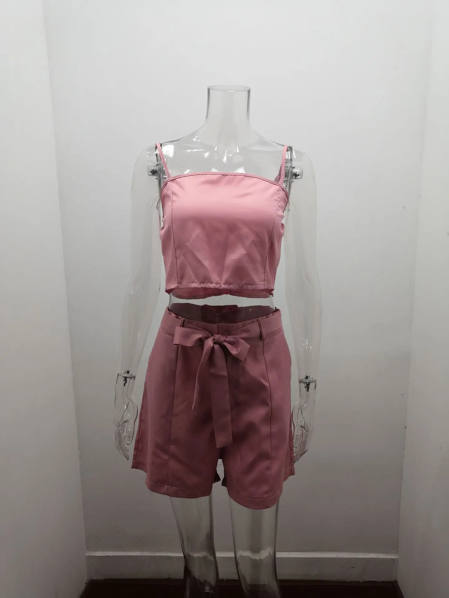 Description Picture 4 of item3 Pieces Set Women pure color vest 2021 fashion belt temperament blazer high waist three-piece tops shorts Sports Set OLN3377